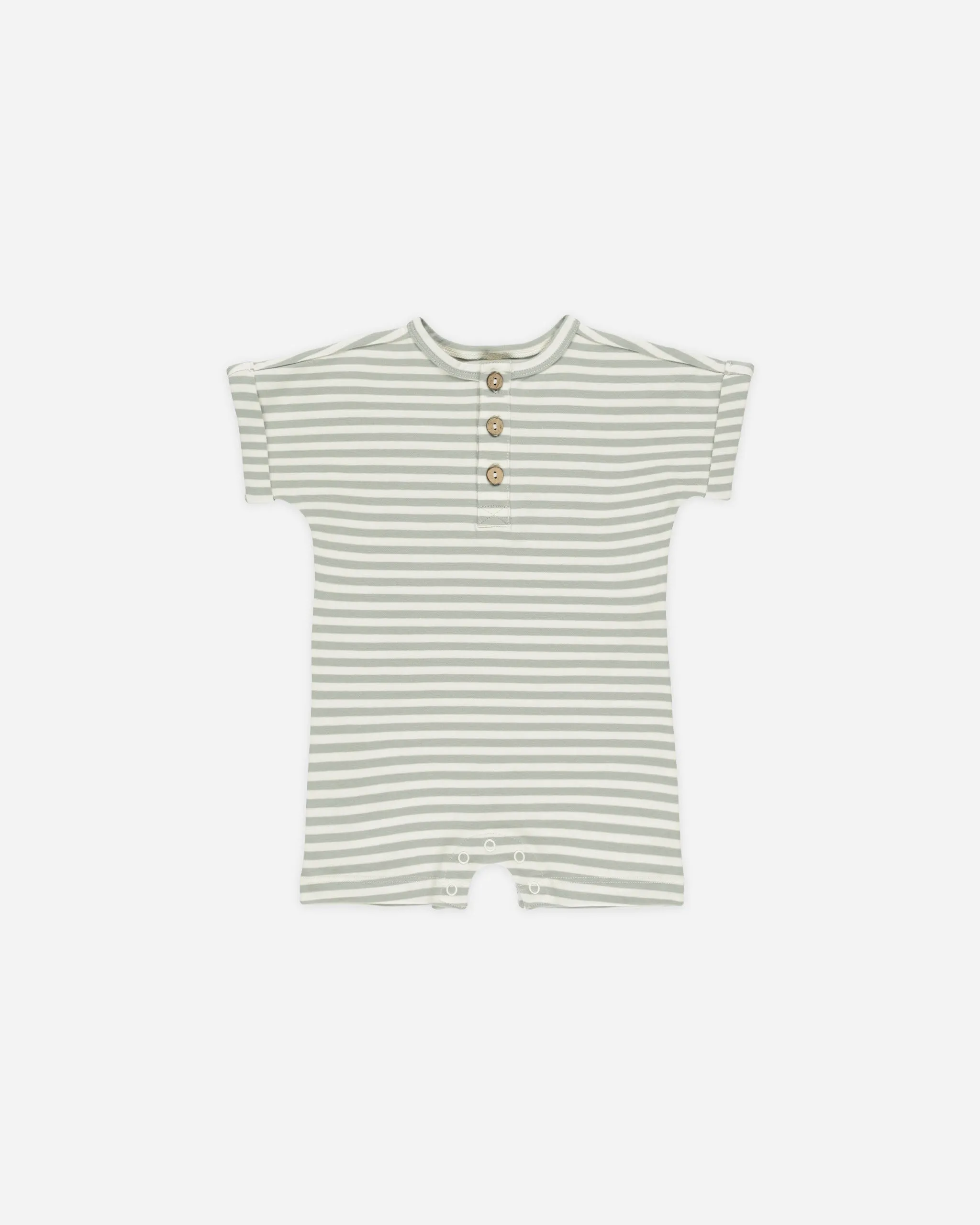 -Short Sleeve One-Piece || Sage Stripe-