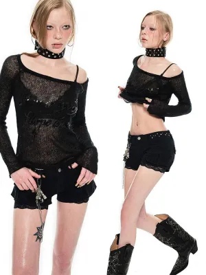 1Jinn Studded Cargo Shorts - Women'S Low-Rise Mini Shorts With Side Pockets