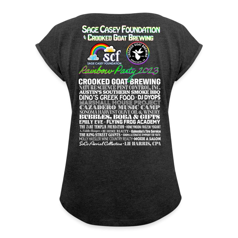 2023 Rainbow Party HEART Roll Cuff Tee Womens *SWEARY*