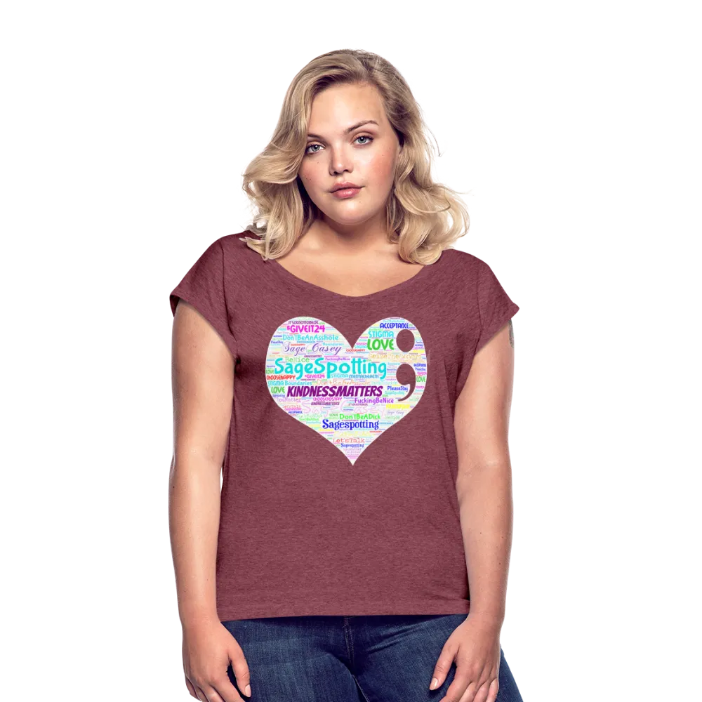 2023 Rainbow Party HEART Roll Cuff Tee Womens *SWEARY*