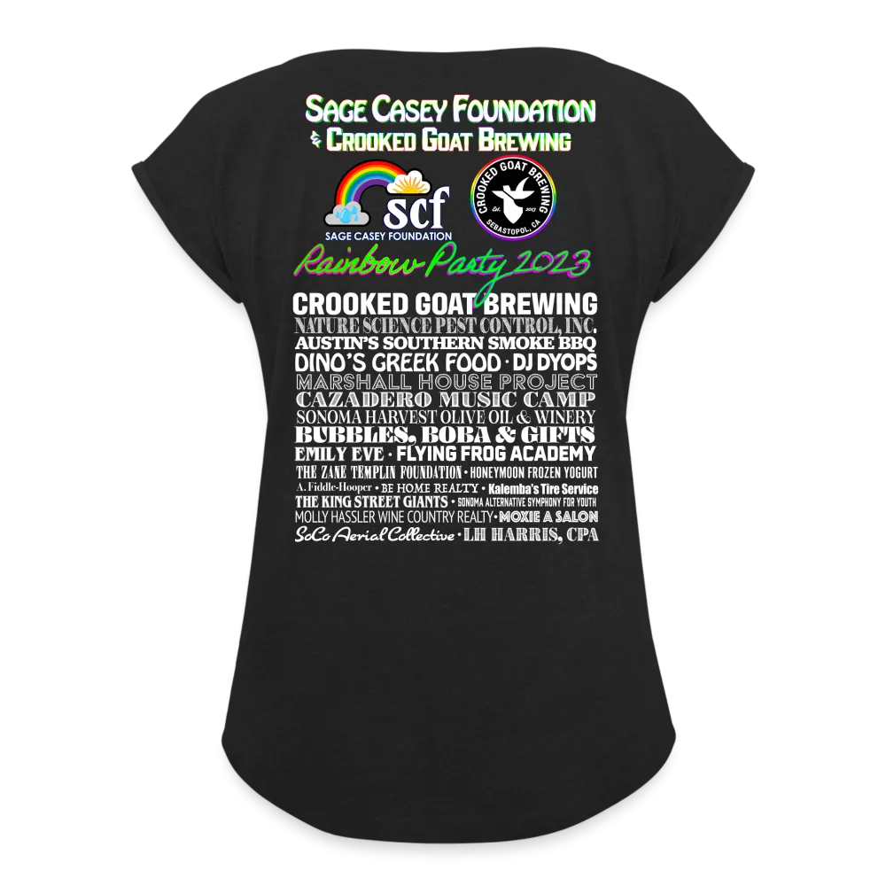 2023 Rainbow Party HEART Roll Cuff Tee Womens *SWEARY*
