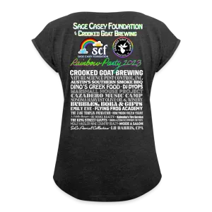 2023 Rainbow Party HEART Roll Cuff Tee Womens *SWEARY*
