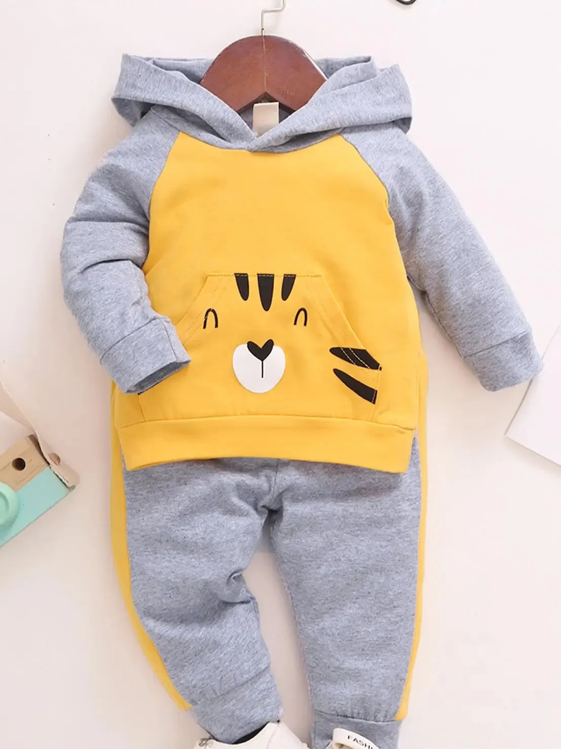 2Pcs Winter  Long Sleeve Hooded Sets For Baby Girls