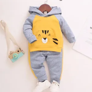 2Pcs Winter  Long Sleeve Hooded Sets For Baby Girls