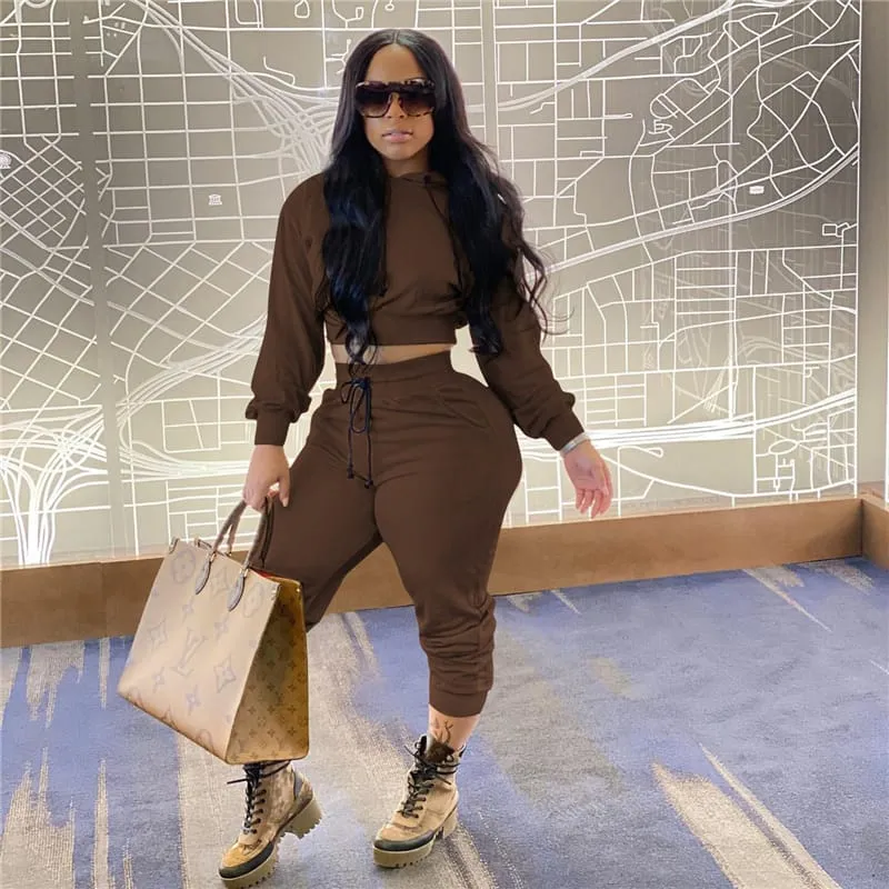 30 Pieces) Solid Color Hoodie And Sweatpants Two Pieces Set