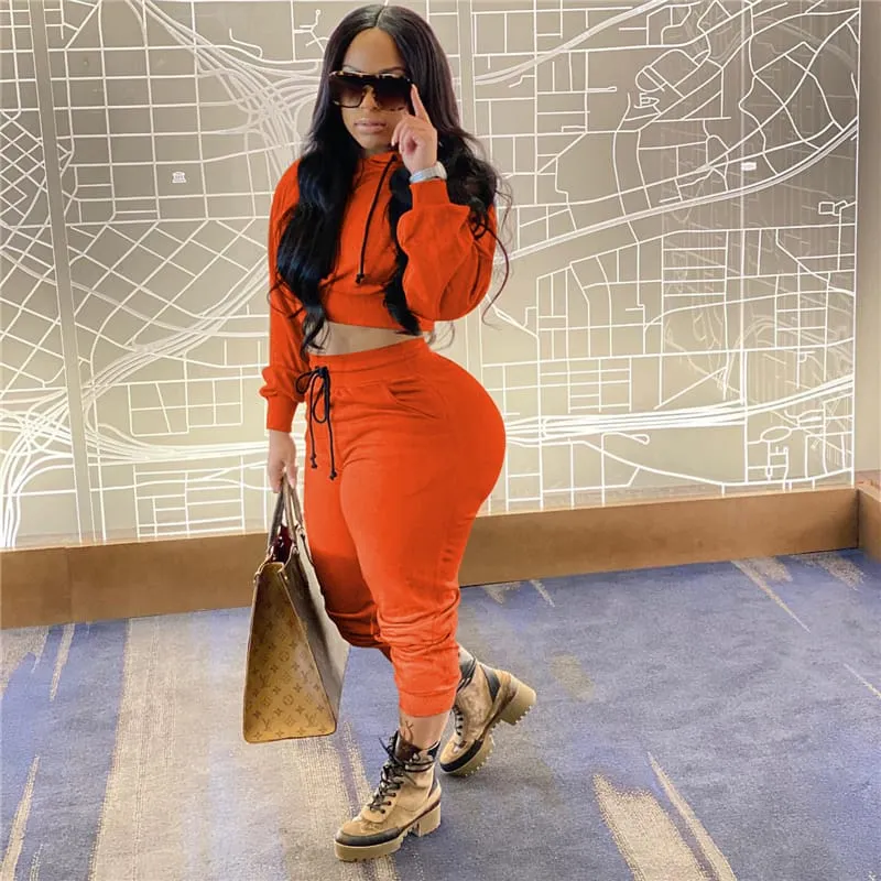 30 Pieces) Solid Color Hoodie And Sweatpants Two Pieces Set