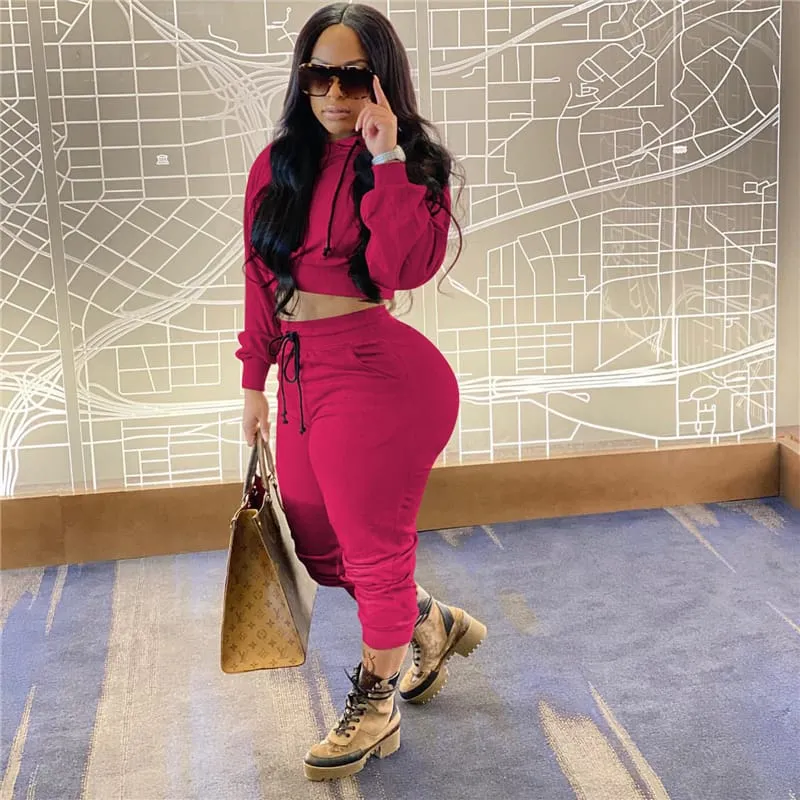30 Pieces) Solid Color Hoodie And Sweatpants Two Pieces Set