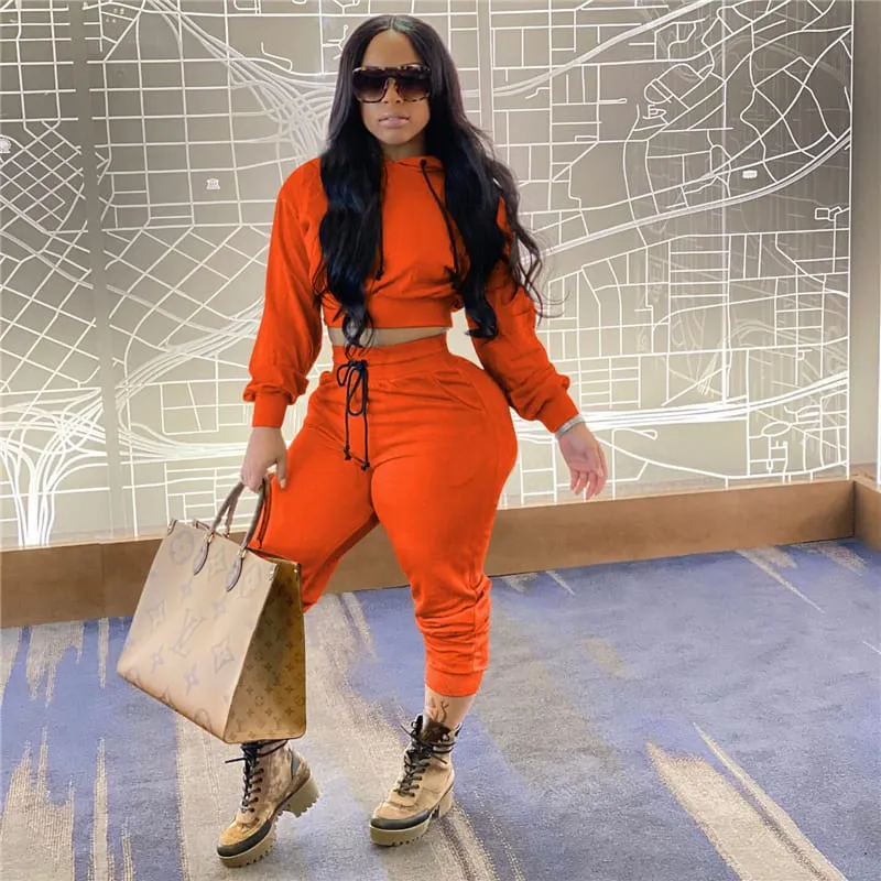 30 Pieces) Solid Color Hoodie And Sweatpants Two Pieces Set
