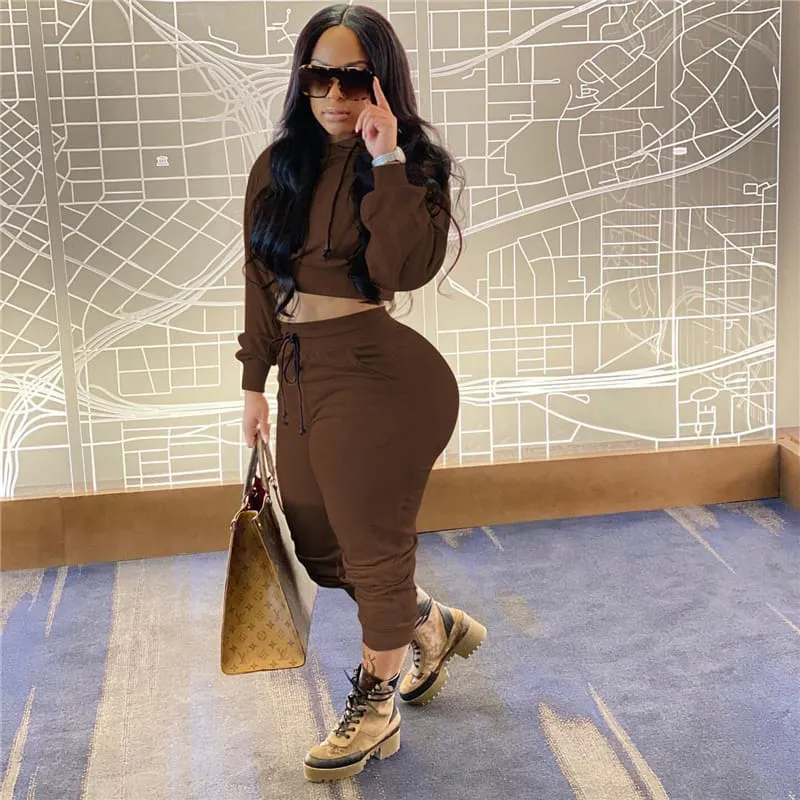 30 Pieces) Solid Color Hoodie And Sweatpants Two Pieces Set