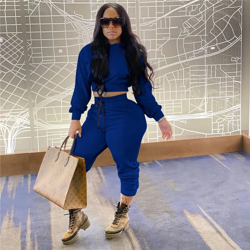 30 Pieces) Solid Color Hoodie And Sweatpants Two Pieces Set