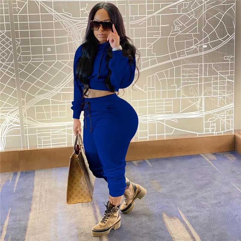 30 Pieces) Solid Color Hoodie And Sweatpants Two Pieces Set