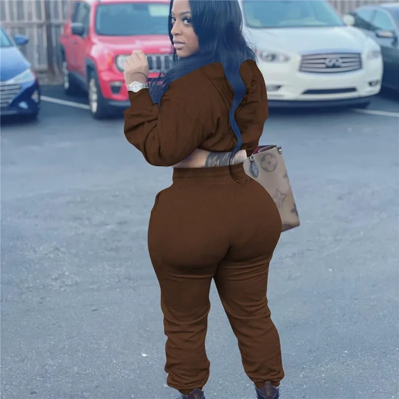 30 Pieces) Solid Color Hoodie And Sweatpants Two Pieces Set