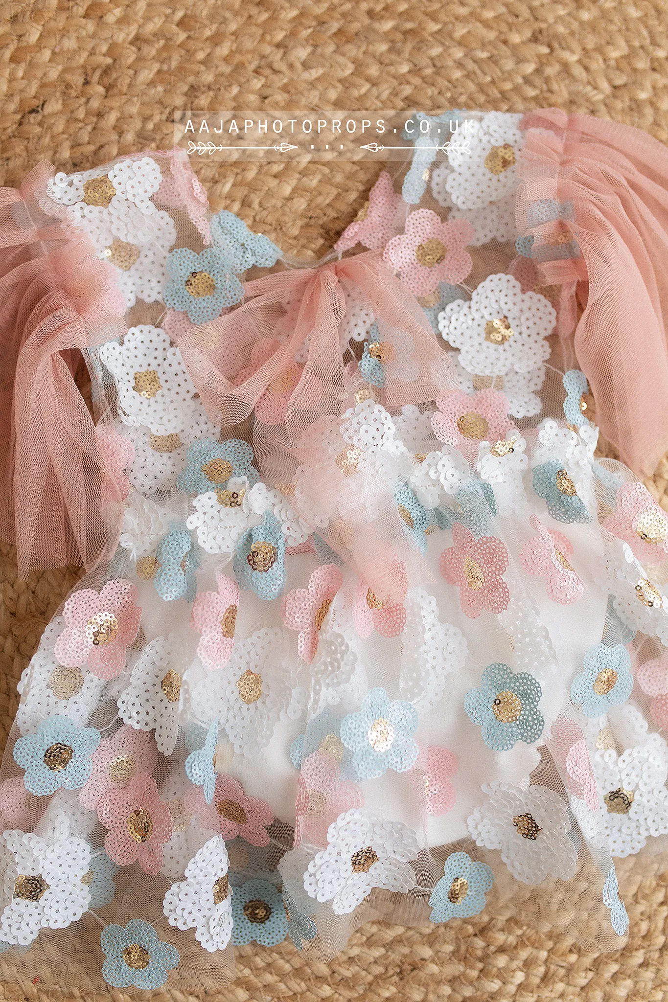 9-12 months size girl pink, blush, blue floral romper, vintage style, boho, RTS