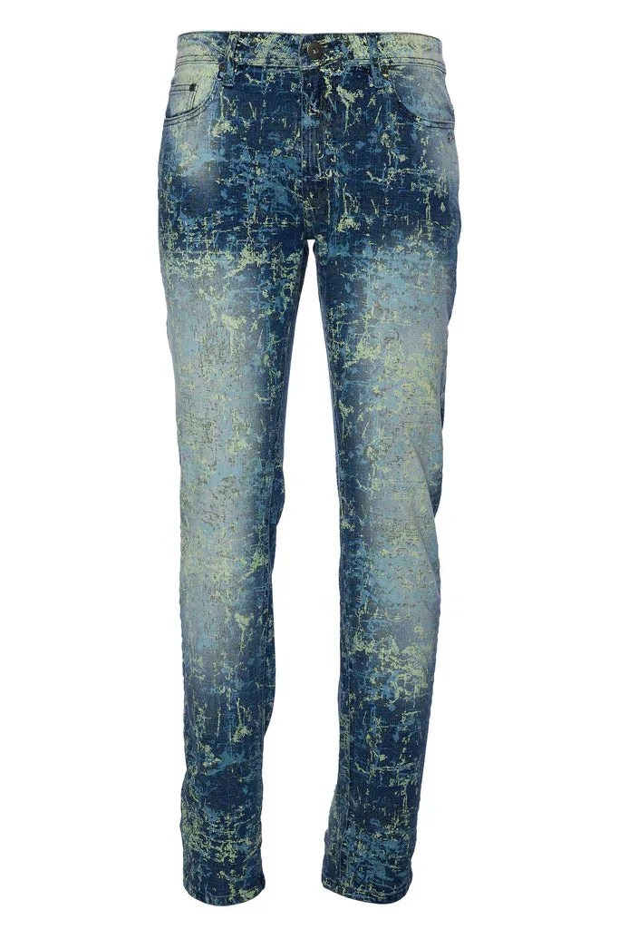A TIZIANO Mohamed | Printed Denim Jeans With Wash (OMBRE BLUE)
