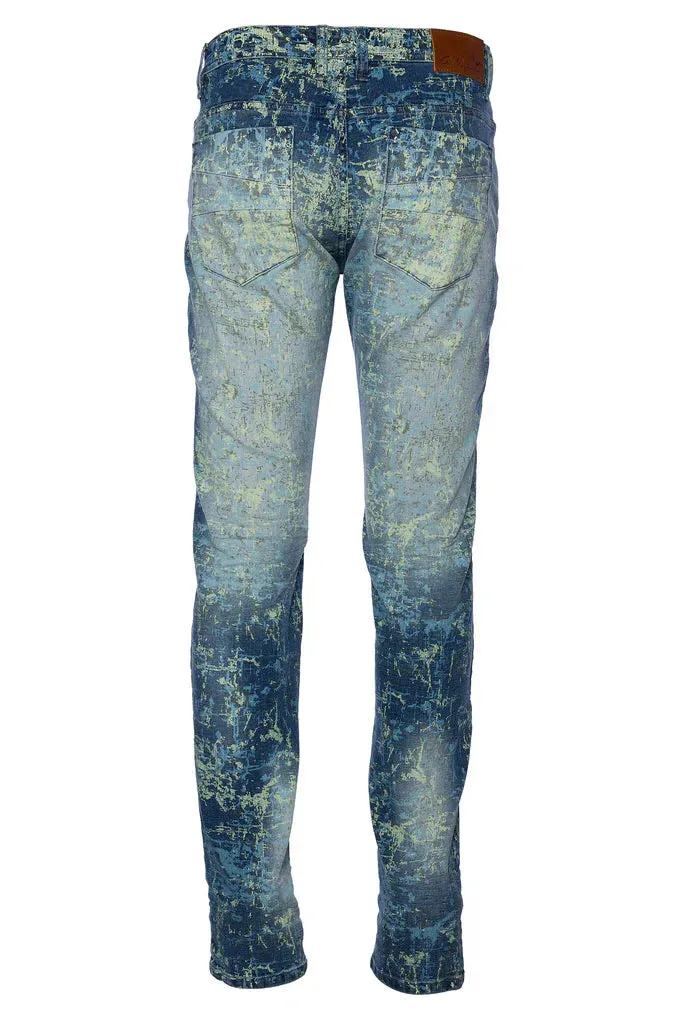A TIZIANO Mohamed | Printed Denim Jeans With Wash (OMBRE BLUE)
