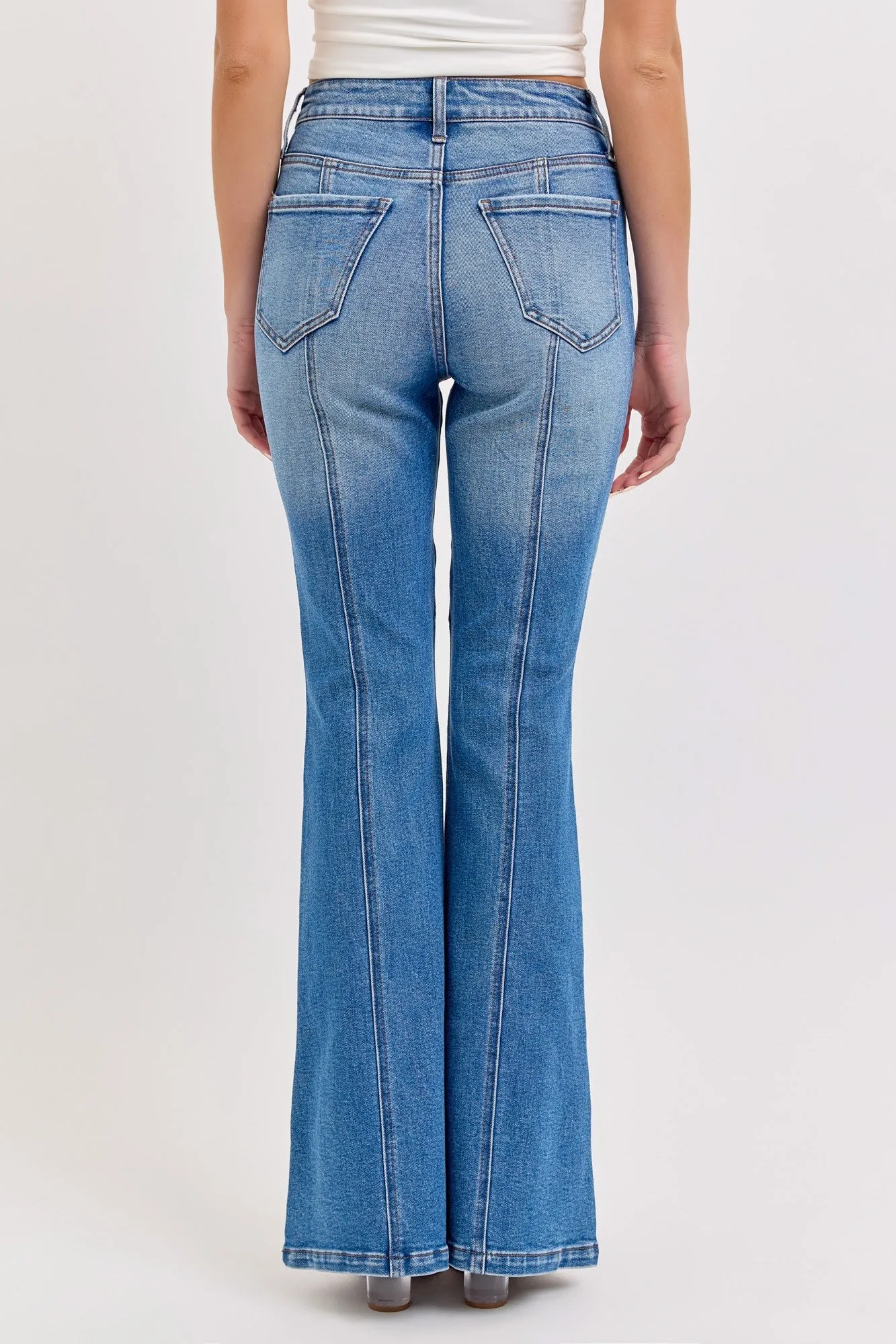 AB39574M HIGH RISE FLARE JEANS