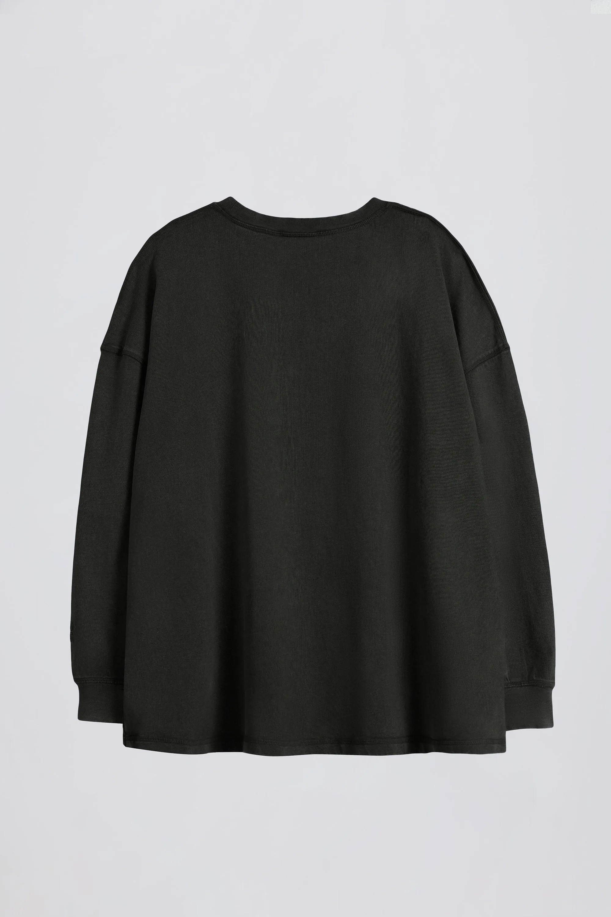 Acid Wash Long-Sleeve Oversized T-Shirt in Ash