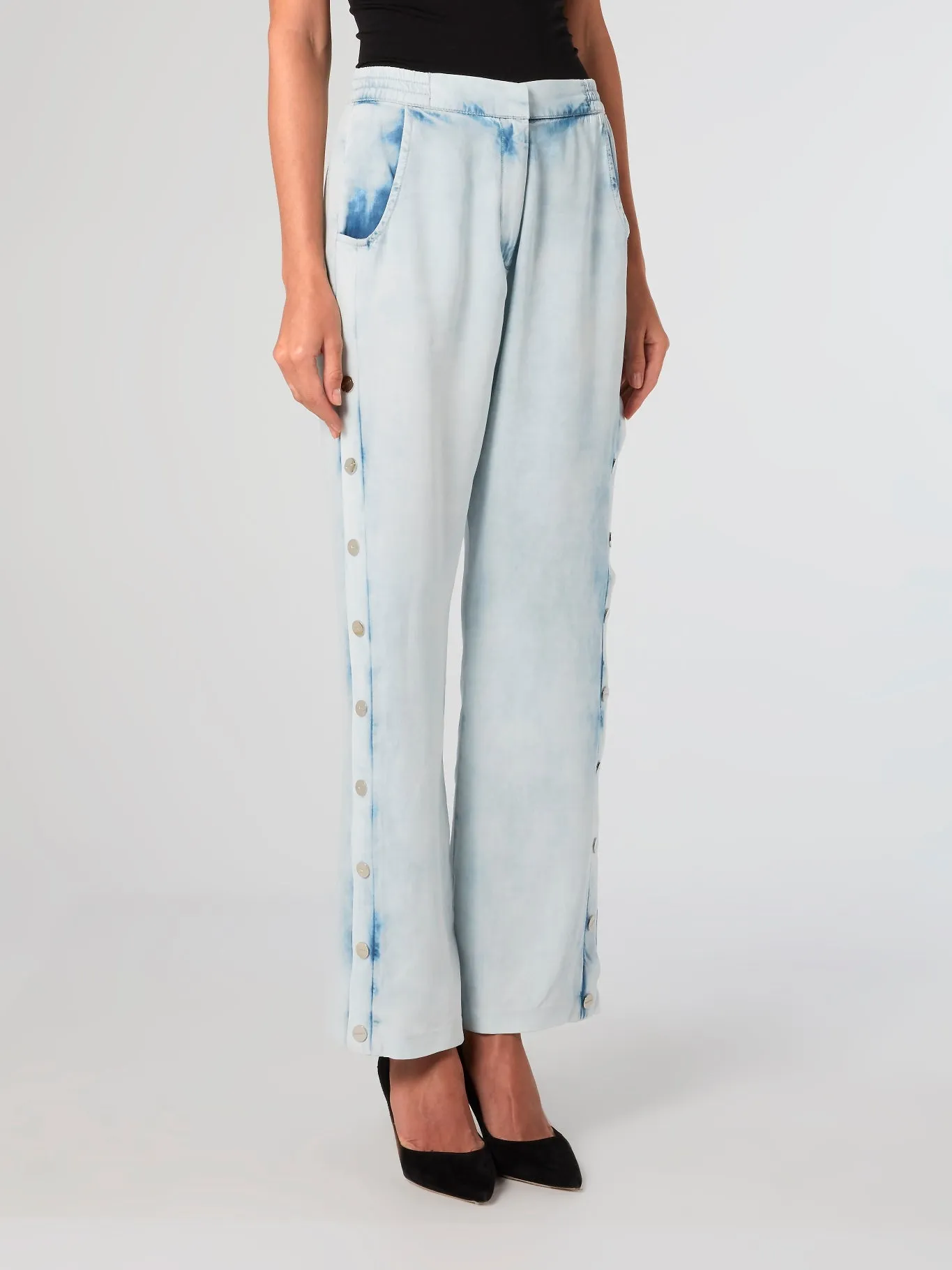 Acid Wash Tencel Button Pants