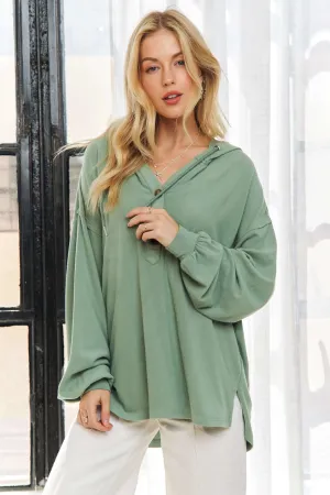 ADORA Henley Hoodie Tunic Top