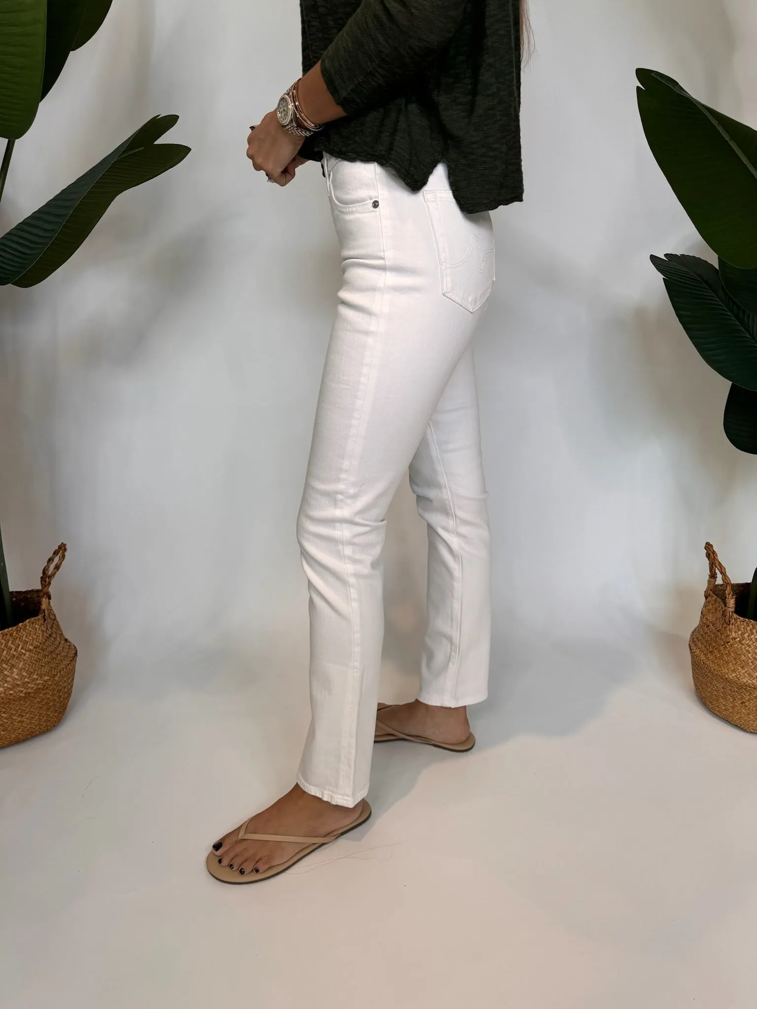 AG Jeans Mari High-Rise Slim Straight White