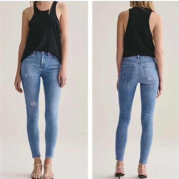 Agolde Sophie Mid Rise Ankle Jeans light wash, size 27