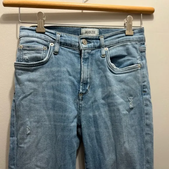 Agolde Sophie Mid Rise Ankle Jeans light wash, size 27