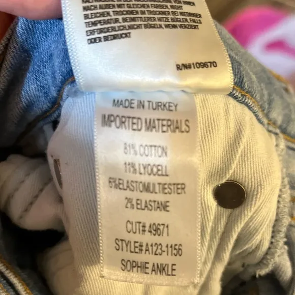 Agolde Sophie Mid Rise Ankle Jeans light wash, size 27
