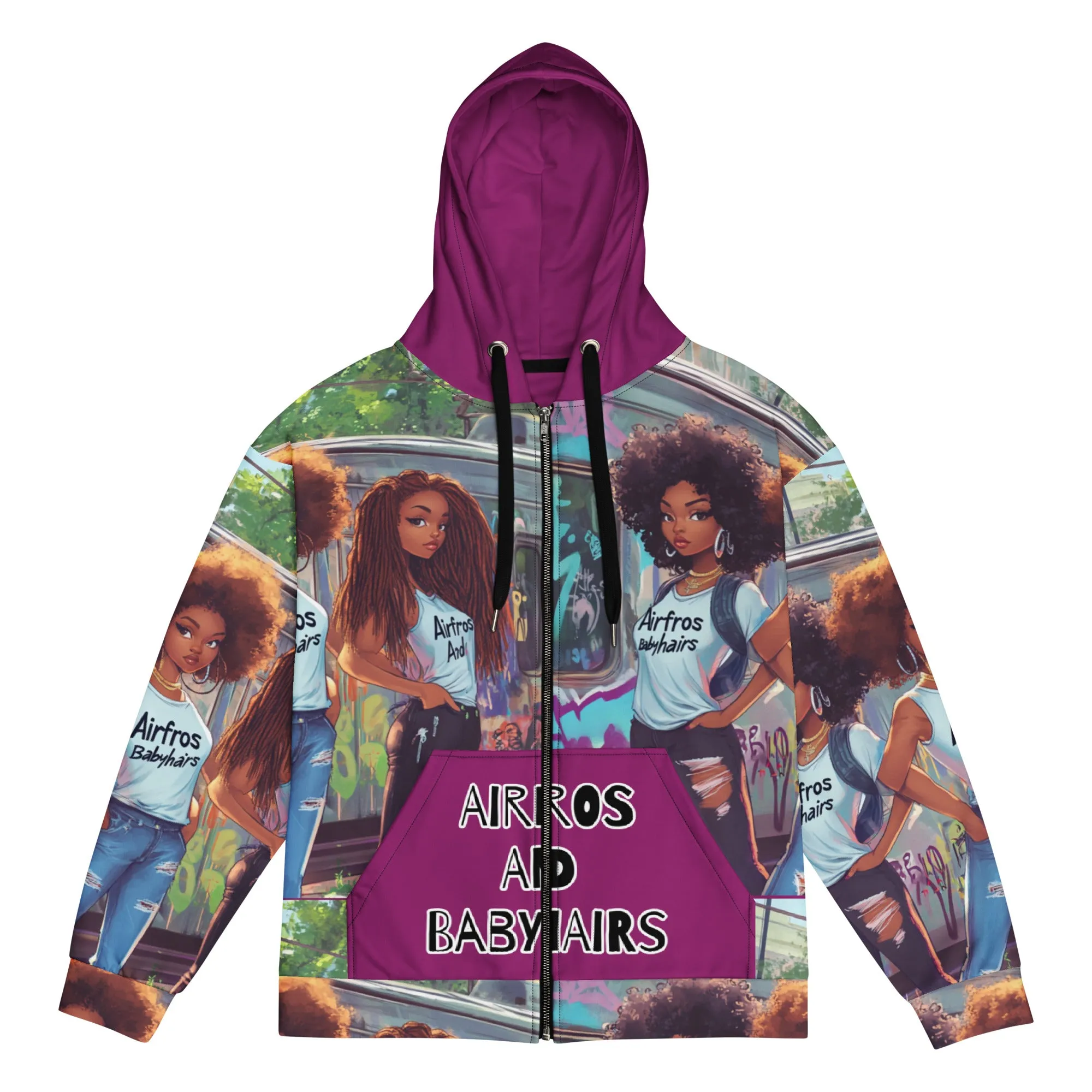 Airfros And Babyhairs Eggplant Grafiti 3 Home Girls Hoodie
