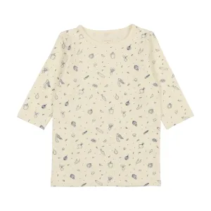 Analogie Multigarden T-Shirt Three Quarter Sleeve - Cream/Royal Blue