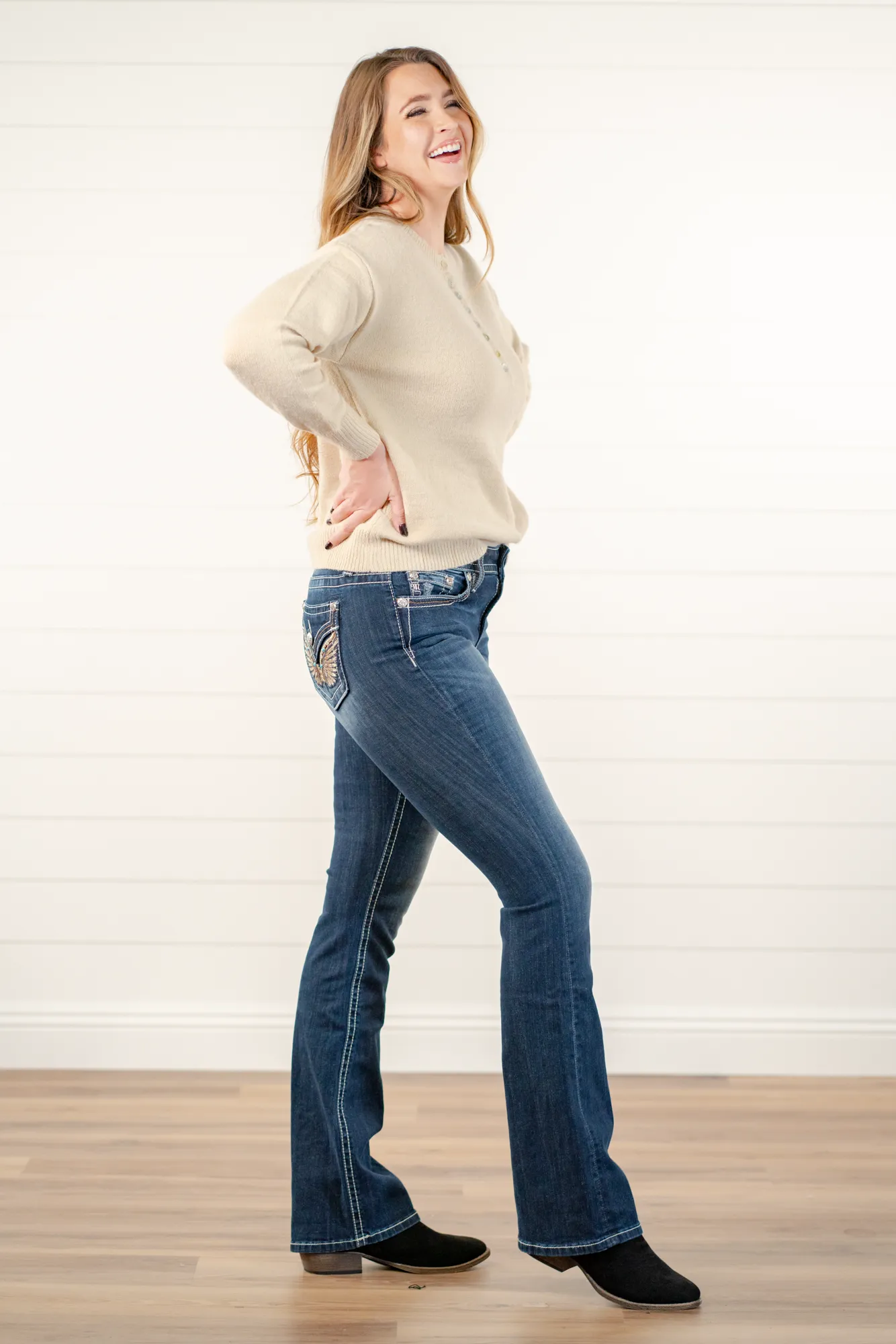 Angel Wings Chloe Mid Rise Boot Cut