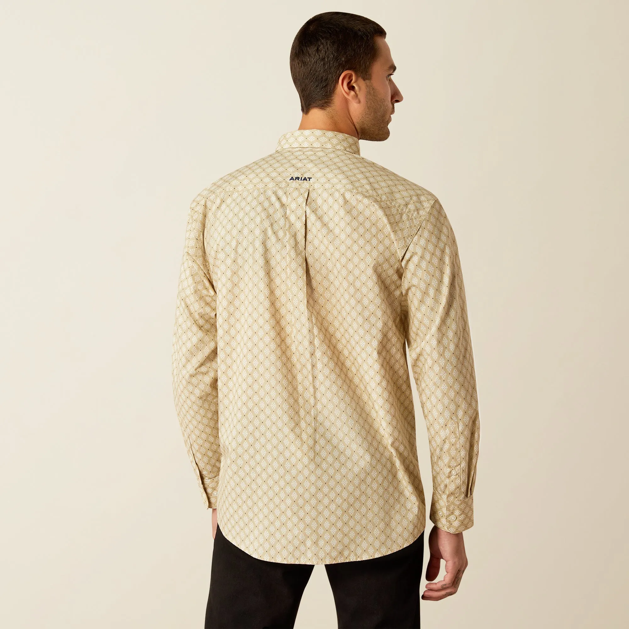 Ariat Conley Classic Fit Khaki Geometric Print Button-Down Shirt for Men