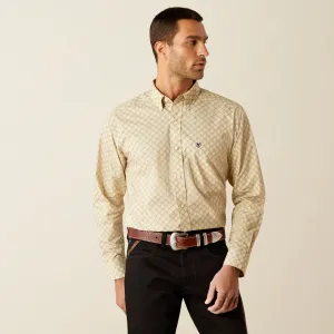 Ariat Conley Classic Fit Khaki Geometric Print Button-Down Shirt for Men