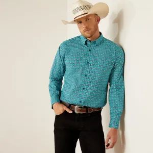 Ariat Jordy Classic Fit Turquoise Print Button-Down Shirt for Men