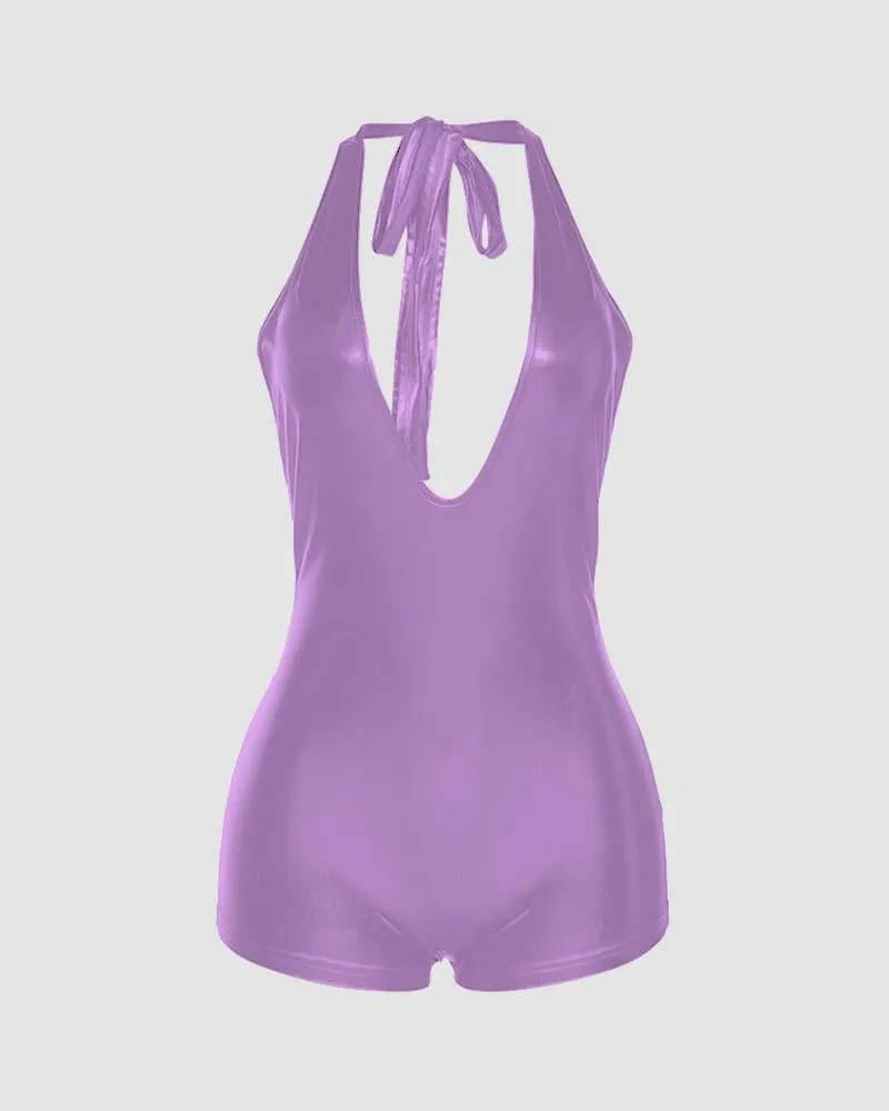 Artemise Plunging Shorts Bodysuit