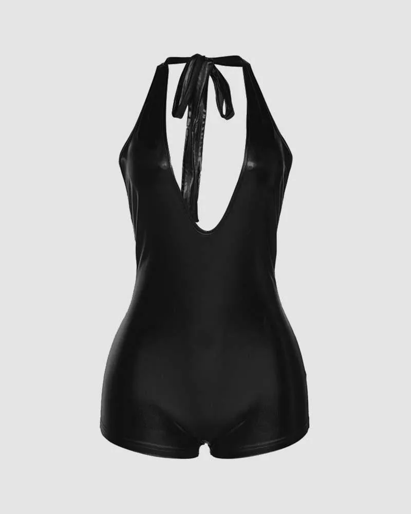 Artemise Plunging Shorts Bodysuit