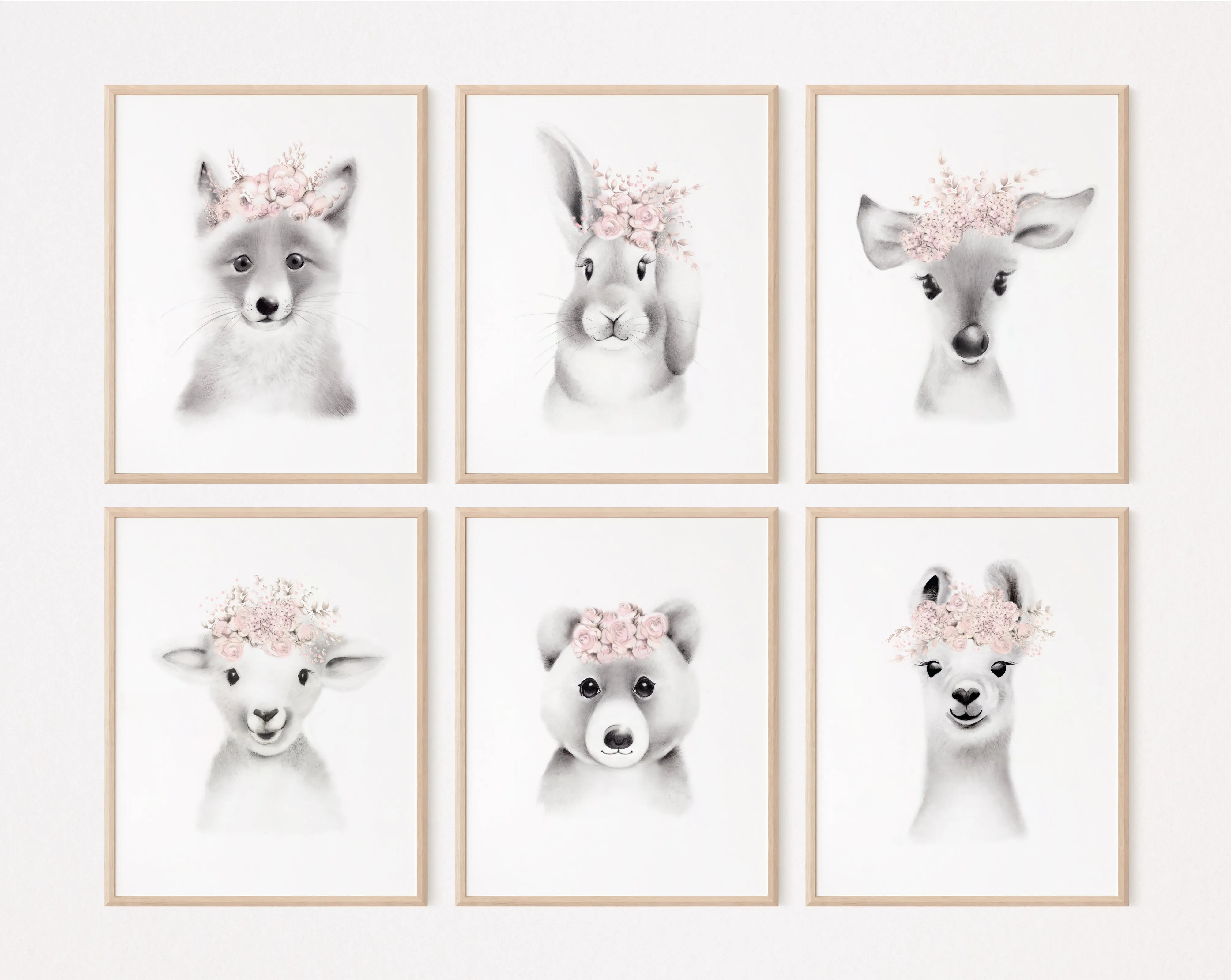 Baby Animal Flower Crown Prints - Set 6