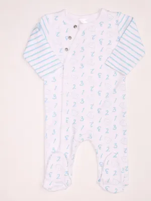 Baby Boys Short Sleeve 123 Number Babygrow - Blue
