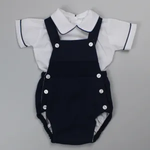 Baby Boys Smocked Romper and Shirt - Navy