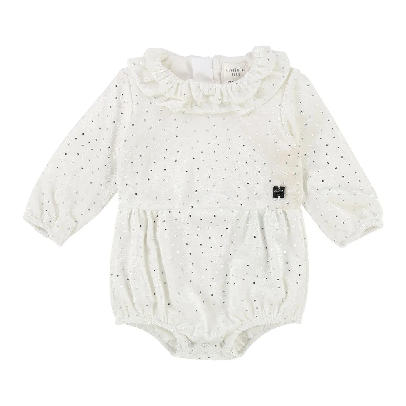 Baby Dotted Velvet Playsuit