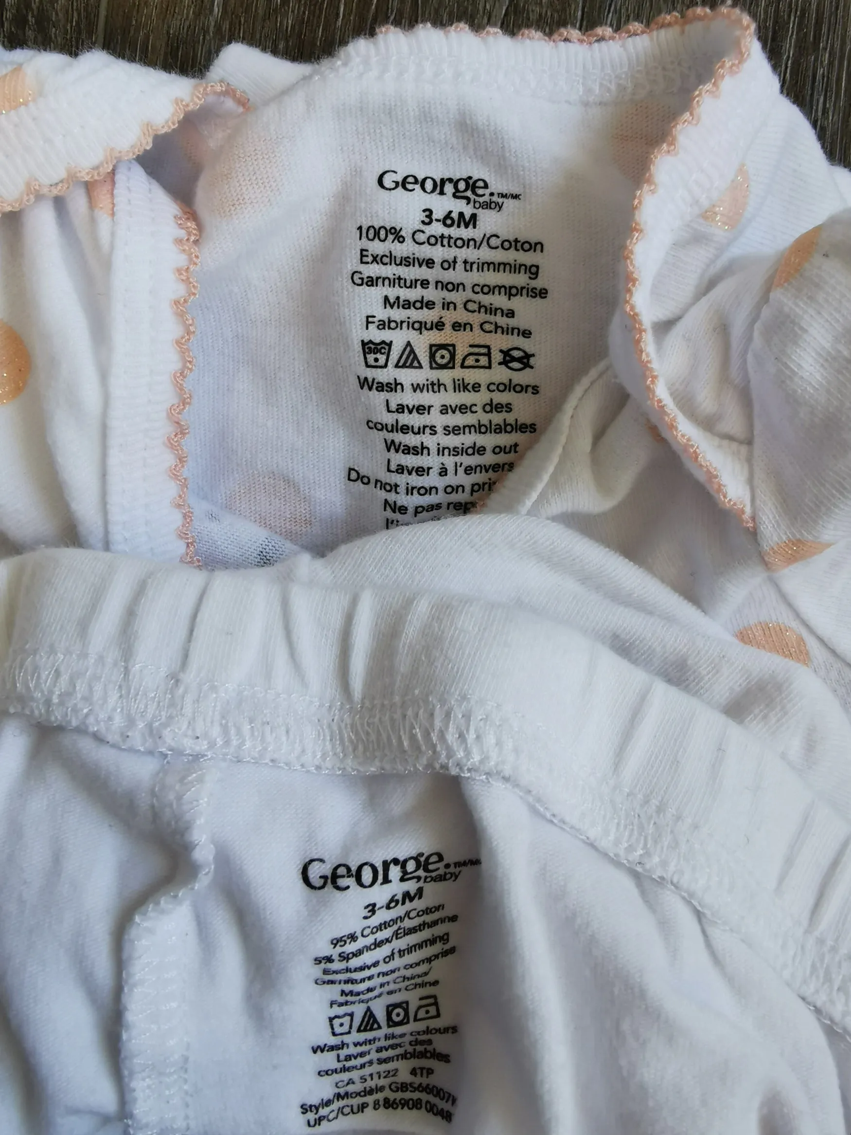 BABY GIRL SIZE 3/6 MONTHS - GEORGE, 2 Piece Mix N Match Graphic Print Outfit EUC B21