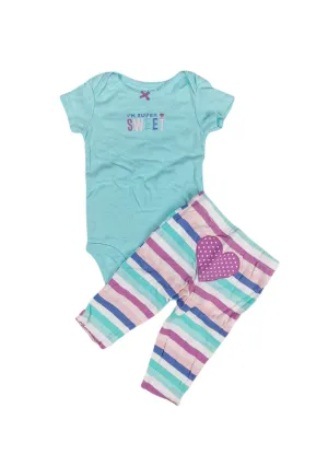 BABY GIRL SIZE 6 MONTHS - CARTER'S, 2 Piece Matching Sleep & Play Outfit EUC B21