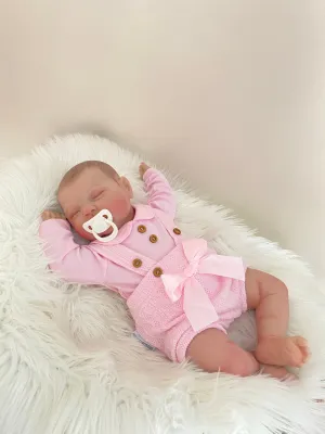 Baby Girls 2pcs Short Dungaree Set with Bow