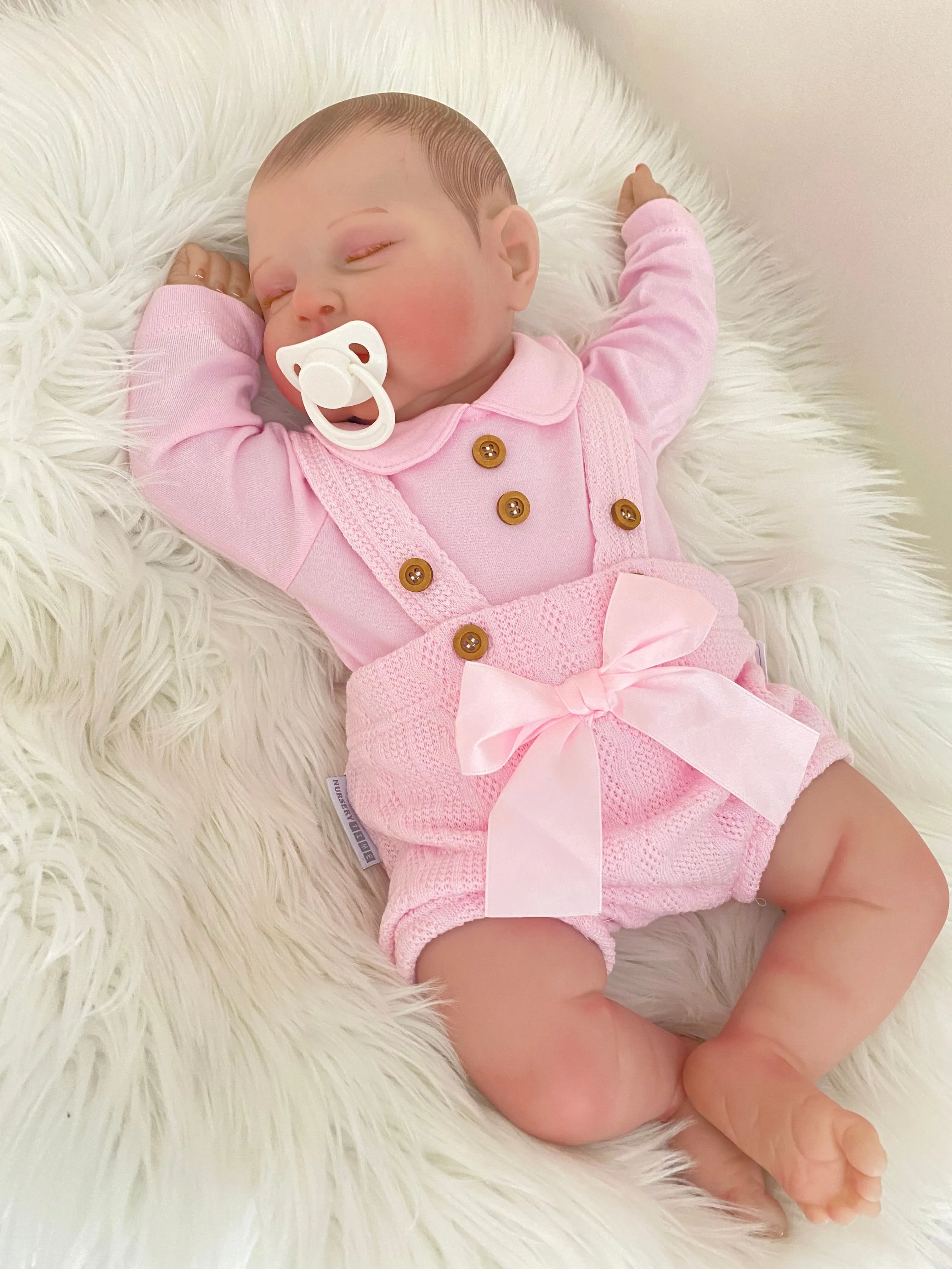 Baby Girls 2pcs Short Dungaree Set with Bow