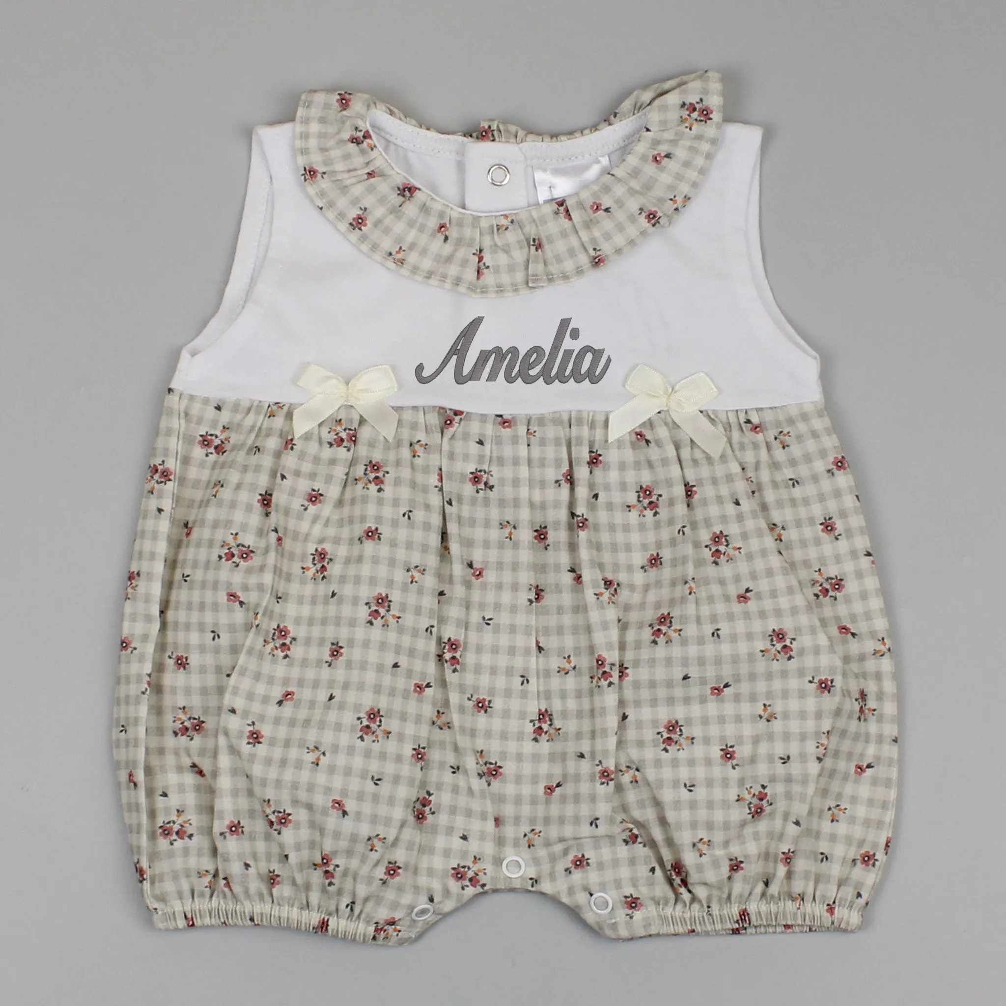 Baby Girls Personalised Romper - Girls Summer Outfit - Pex Vintage