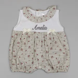Baby Girls Personalised Romper - Girls Summer Outfit - Pex Vintage