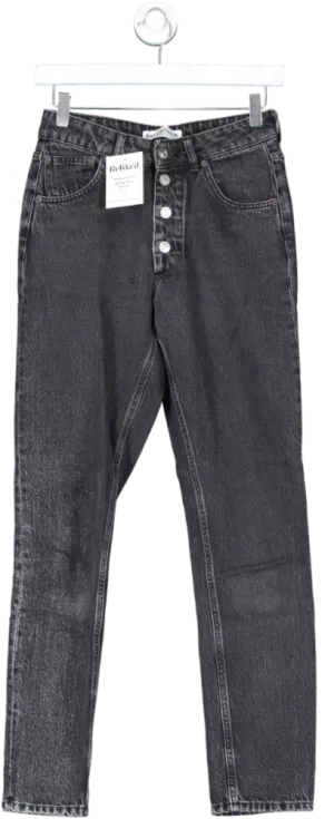 Balenciaga Black High Rise Button Fly Jeans UK 8