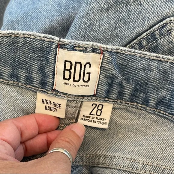 BDG Jeans Womens High Rise Baggy Medium Wash Blue Size 28