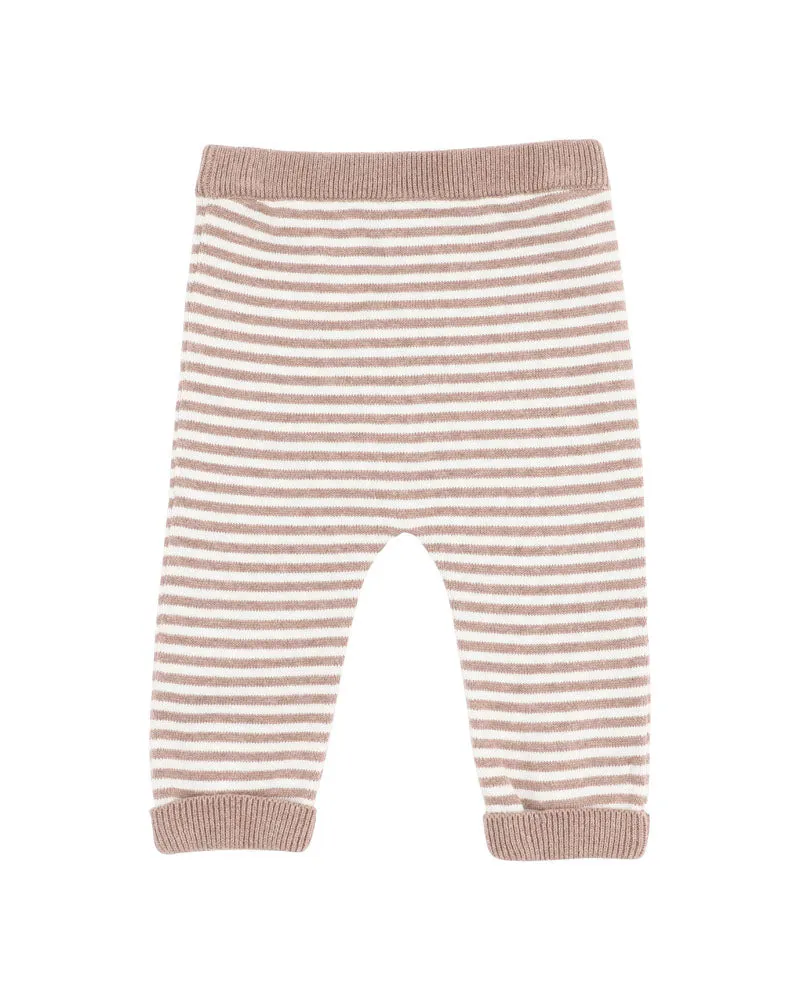 BEBE BAILEY STRIPE KNITTED LEGGINGS CHESTNUT STRIPE