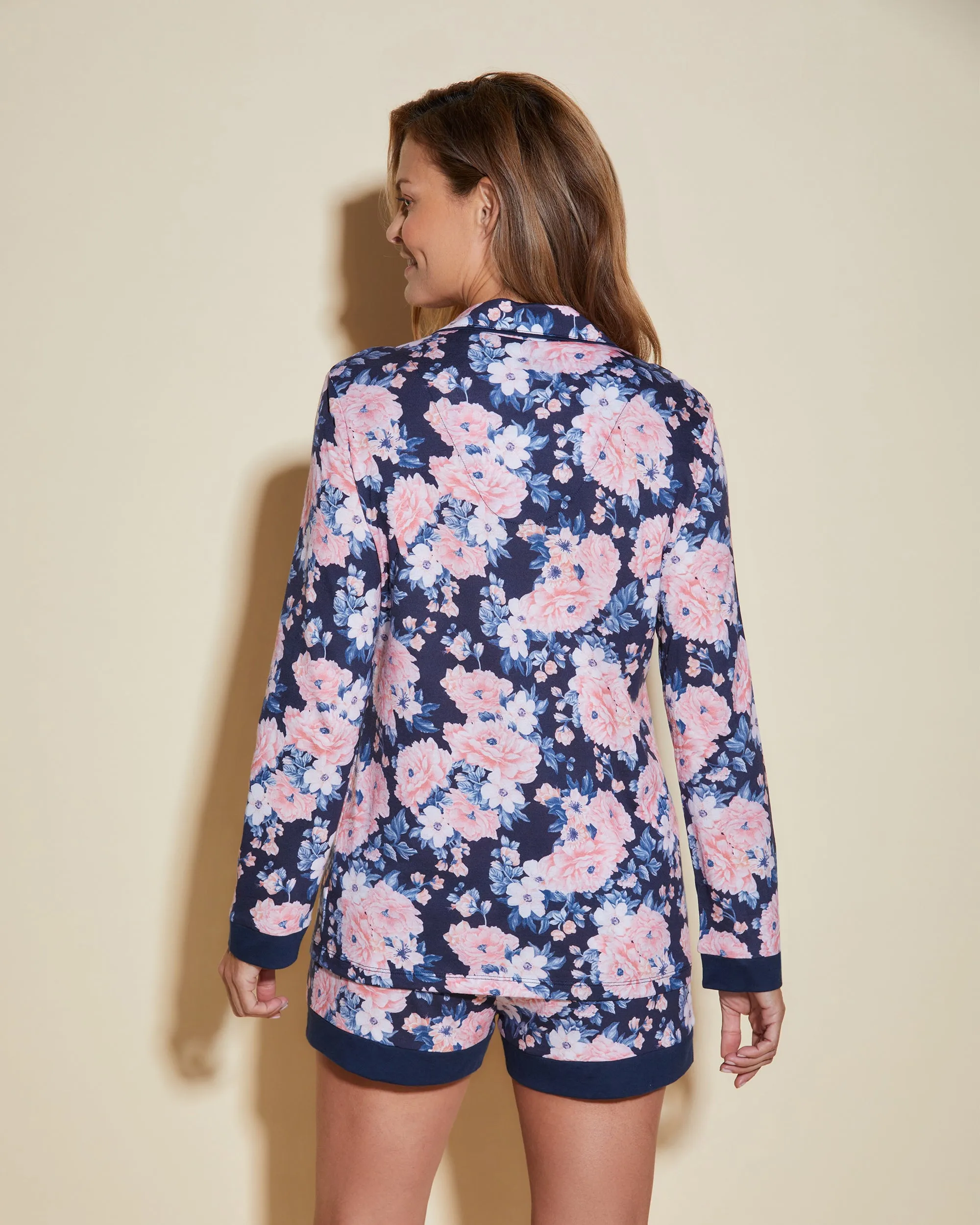 Bedrucktes Langärmeliges Top & Boxer Pyjama-Set