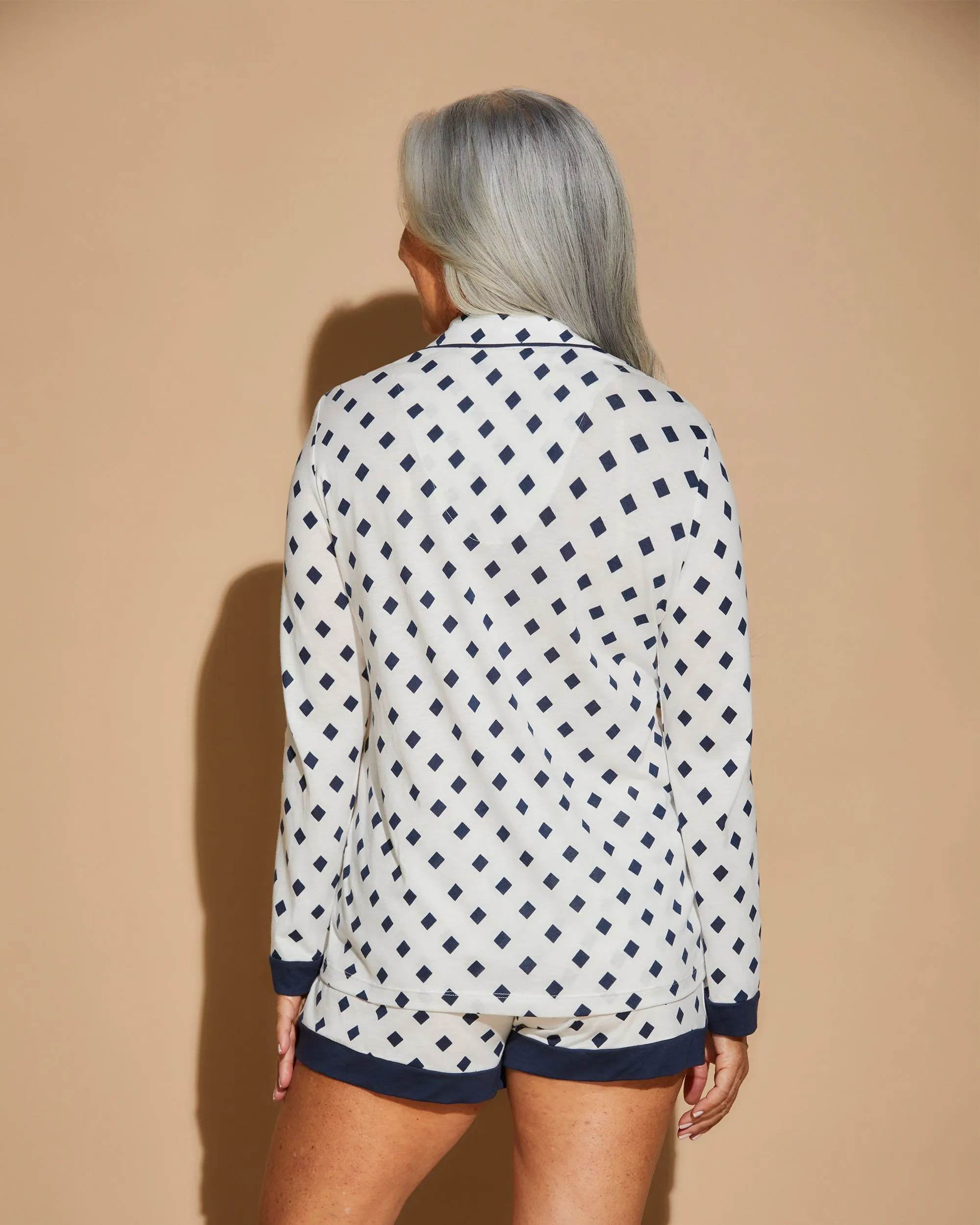 Bedrucktes Langärmeliges Top & Boxer Pyjama-Set